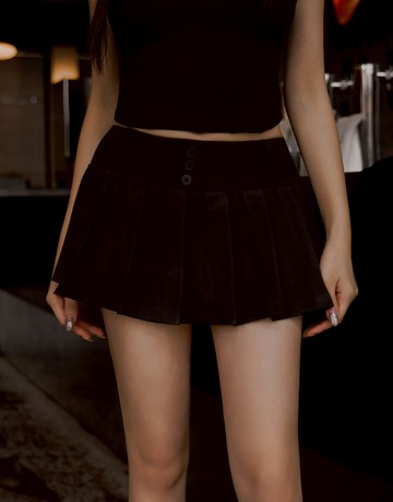 下一屆最俏皮的小學妹；高腰磨毛百褶褲裙 三色