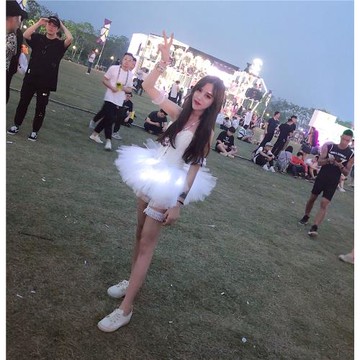 萬圣節COS服裝女EDM電音節發光tutu裙套裝LED蓬蓬裙夜店派對蹦迪