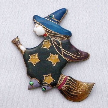 萬聖節巫婆 (B) 琺瑯胸針