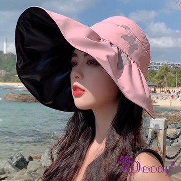 【Decoy】蝴蝶夫人＊荷葉鏤空防曬遮陽帽/粉