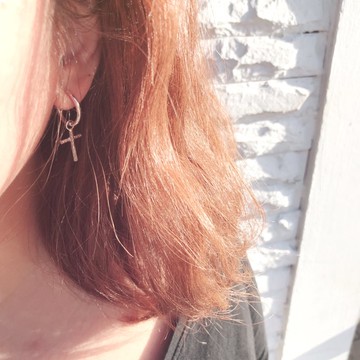 MIH 金工首飾 |我的力量My strength-十字架925純銀耳環