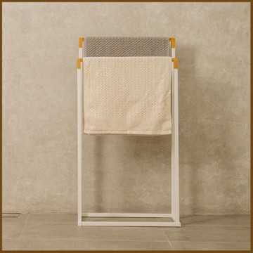 【ikloo】無印質感雙桿毛巾架/浴巾架-2色可選(毛巾架/收納架/雙桿/浴室收納/黑白兩色)白色