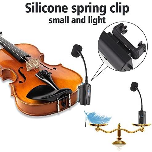 Double Microphone for Violin Q2 VT-5 Violin Microphone Wireless UHF Gooseneck Pick Up Instrument Clip-on Mic Receiver and Tran