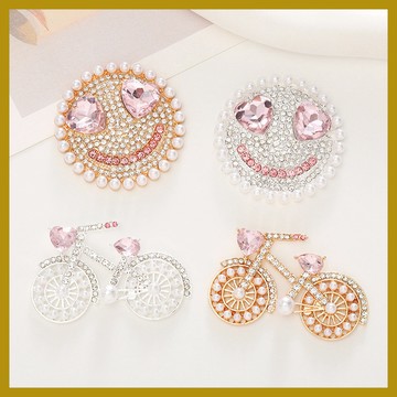 创意自行车饰品配件 珍珠笑脸 手机壳贴钻 手機殼裝飾 手作材料 奶油膠配件 飾品材料 飾品配件 diy手機殼