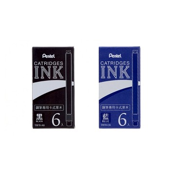 【 Pentel 飛龍 】鋼筆墨水管 6入/盒 TRFR(黑/藍)   -  多款可選