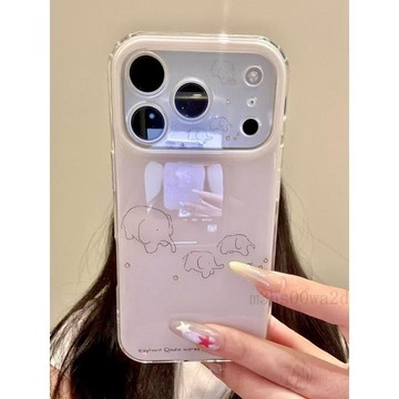 台灣出貨💖 ins線條小象 防摔 蘋果iPhone17Promax手機殼16圓邊IMD15全包大視窗14/13 保護殼