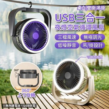 【APEX】USB三合一夜燈空氣循環風扇(壁掛/桌夾/直立)