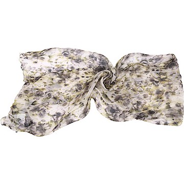 SCERVINO 100%純絲灰綠色花朵印花披肩