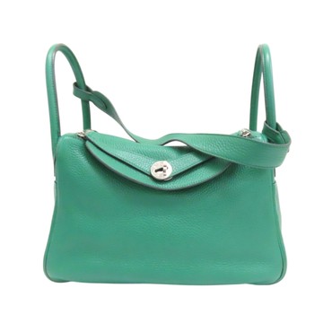 HERMES 愛馬仕 絲絨綠 TC牛革 Lindy 30 肩背包 A刻 銀扣 【二手名牌BRAND OFF】