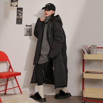 翻領拼接長版外套-黑【KT28882】-3色