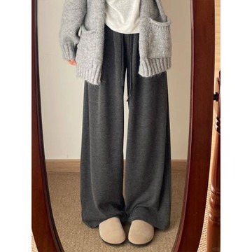 糯米褲女春秋2026年新款高腰褲子大碼胖mm小個子慵懶風寬松休閑褲