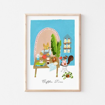 薑黃貓的咖啡時間  I 印刷裝飾畫