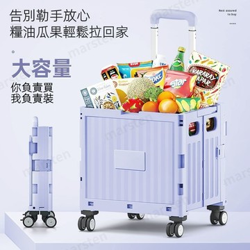 【臺灣有貨】折疊購物收納車 推車 平闆車 家庭菜籃車 購物車 買菜車 收納箱 收納籃 買菜車 平拉折疊收納車