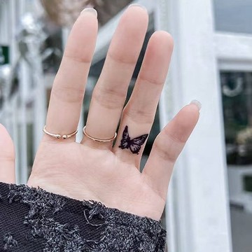 發3張【12款手指蝴蝶】半永久草本紋身貼甜酷仿真持久防水效果好