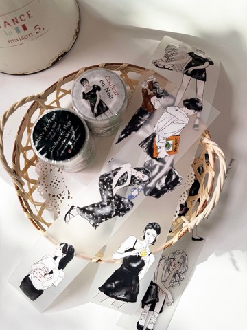 霧面黑PET膠帶 + 白色墨水 & 背紙 4.5公分 x 10米