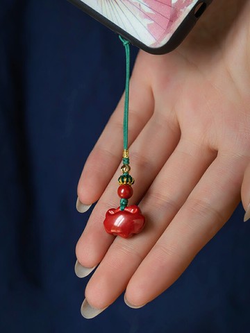 官方旗艦店朱砂原石如意男女個性吊墜項鏈手機鏈鑰匙扣轉運珠掛件