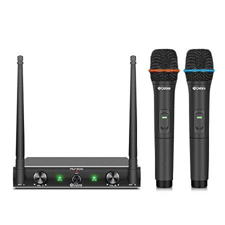 D Debra Audio AU200 Pro UHF Channel Wireless Microphone System with Cordless Handheld Lavalier Headset Mics, Metal Receiver, Ideal for Karaoke Churc