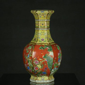 景德鎮陶瓷器仿乾隆年制仿古花瓶中式古典客廳裝飾工藝品擺件禮物