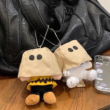 包包掛件 吊飾 鑰匙圈 鑰匙扣 卡通掛件限定紙袋頭套款毛絨公仔玩偶書包情侶鑰匙扣