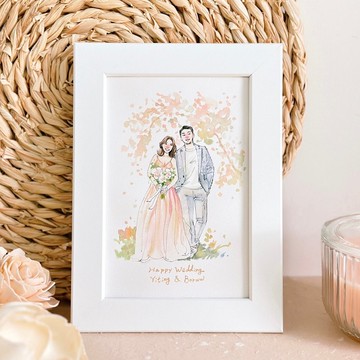 人像全身大自然背景水彩 客製畫像 似顏繪 生日禮物 情人節禮物