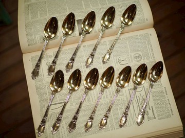 法國古董 800銀鎏金茶匙