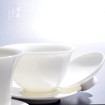 羊脂玉瓷茶具三才蓋碗套裝純白瓷大號蓋杯陶瓷防燙手泡沖茶器定制