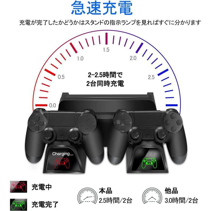 PS4スタンド PS4 PRO 縦置き 本体冷却 2台PS4コントローラー充電 OIVO