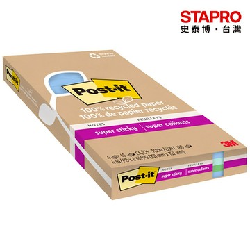 3M Post-it利貼狠黏環保橫格便條紙/4621R-4SST/101x152mm/混色｜史泰博