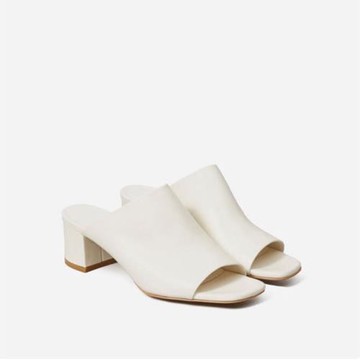 2025夏季新款Everlane同款女士針織穆勒鞋休閑粗跟真皮涼拖鞋現貨