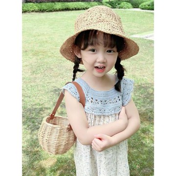 寶寶帽子夏季兒童太陽帽小女孩草帽漁夫帽夏天防紫外線女童防曬帽