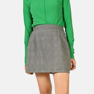 灰階影格薄毛高腰古著短裙