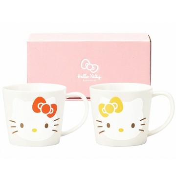 【凱蒂貓・陶瓷馬克杯2入組】新作! 現貨 日本製 Hello Kitty陶瓷對杯2入禮盒組 280ml 茶杯 水杯 熱賣中!