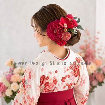 獻給成人式・婚禮・畢業袴♡ 玫瑰粉牡丹與椿花頭飾 | 成人式 畢業禮 前拍攝影 振袖髮型 袴髮型 和服髮飾