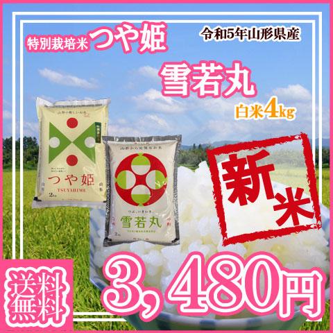 令和5年産 新米 送料無料 山形県産 つや姫2キロ 山形県産 雪若丸 2キロ 姉弟セット