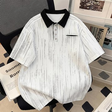 【台灣現貨 M-5XL大尺碼🔥】 夏季美式扎染Polo衫 寬鬆短袖T恤 復古休閒上衣 大碼男裝 一衣多穿 顯瘦穿搭