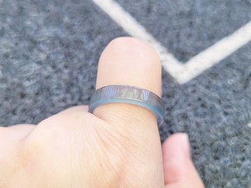 【親翠】天然瓜地馬拉翡翠 高冰瑩光墨藍色方戒手指鐲14.5號戒圈