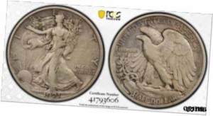 アンティークコイン PCGS CAC VF35 Walking Liberty Silver Half