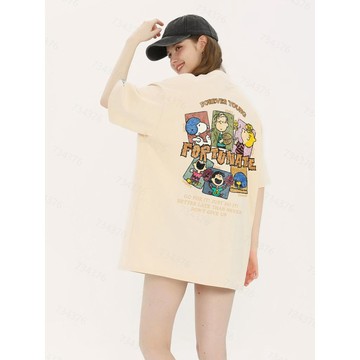 【🚀當天出！】韓系史努比印花短袖 夏季流行上衣 加大碼寬鬆衣服 潮流T恤 女tee 短板上衣 短t 純棉透氣棉t 百搭