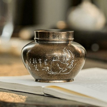 錫罐 晨韻茶倉復古小號錫罐 純錫茶葉罐密封儲茶罐 便攜旅行茶盒