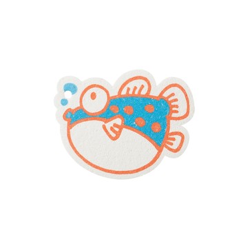 【日本霜山】可愛造型木漿棉去汙清潔海綿刷-3入-多款可選-河豚