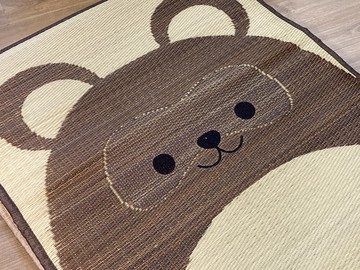 ikehiko日本池彥 可愛動物藺草兒童睡墊童話森林天然材質 淨化空氣 消除汗臭 ( 狸貓 )