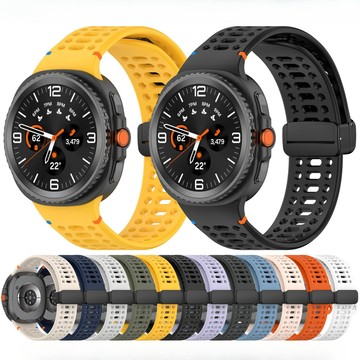SAMSUNG 適用於三星 Galaxy Watch 8 40 毫米 44 毫米/8 經典磁性腕帶配件的透氣矽膠錶帶