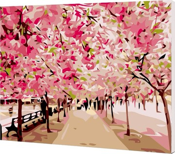 WallFree  DIY手繪數字油畫 掛畫-櫻花大道