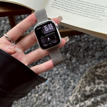 不鏽鋼錶帶 米蘭細款 雙節磁吸 適用 Apple Watch11 10 9 8 7 SE蘋果金屬錶帶 46mm 42mm