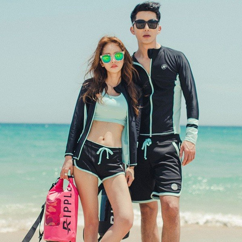 水着 レディース メンズ ペア セット 3点セット ラッシュガード 長袖 スポーツ 海 プール おそろい 通販 Lineポイント最大0 5 Get Lineショッピング