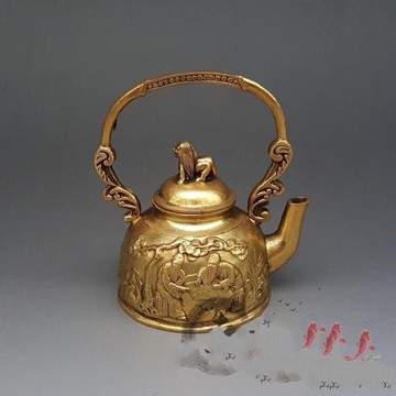 供應仿古銅器純銅福祿壽水壺擺件酒壺茶壺裝飾工藝禮品古玩收藏品1入