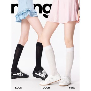 彌構白色小腿襪女夏季薄款透氣鏤空芭蕾風豎條紋顯瘦日系jk中筒襪