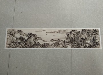 黃君壁遠蒲征帆國畫山水橫幅宣紙微噴復制畫客廳辦公室中式裝飾畫