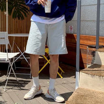 正韓日常堅挺水洗棉半寬牛仔短褲 3色 YUPPIE 預購商品 0624