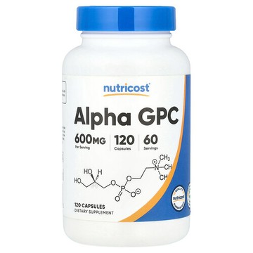 Nutricost, α-GPC，600 毫克，120 粒膠囊（每粒膠囊 300 毫克）